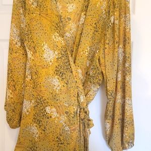 Beautiful Yellow Wrap Blouse